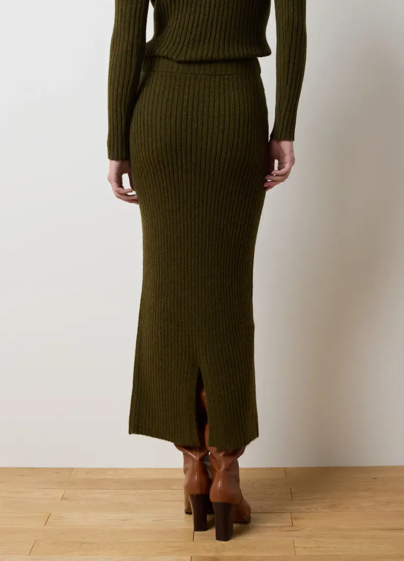 Gonna Lunga A Costine Verde Regular Fit, Donna, Verde miniatura 3