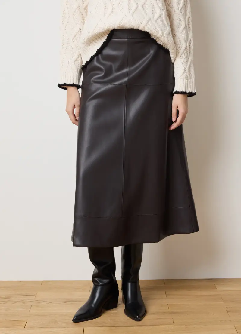 Gonna Lunga Marrone Con Tasche Laterali, Donna, Marrone miniatura 2