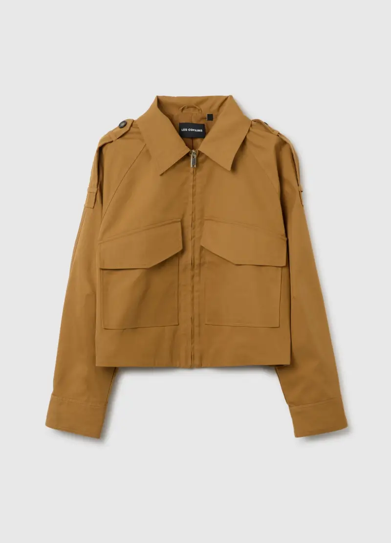 LES COPAINS , Giacca In Misto Cotone Marrone Regular Fit, Donna, Marrone