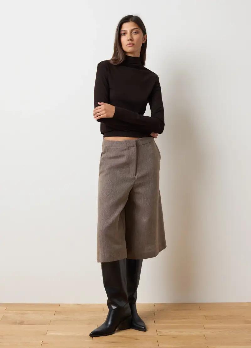 Maglia A Collo Alto Marrone Regular Fit, Donna, Marrone miniatura 2