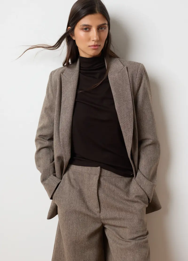 Maglia A Collo Alto Marrone Regular Fit, Donna, Marrone