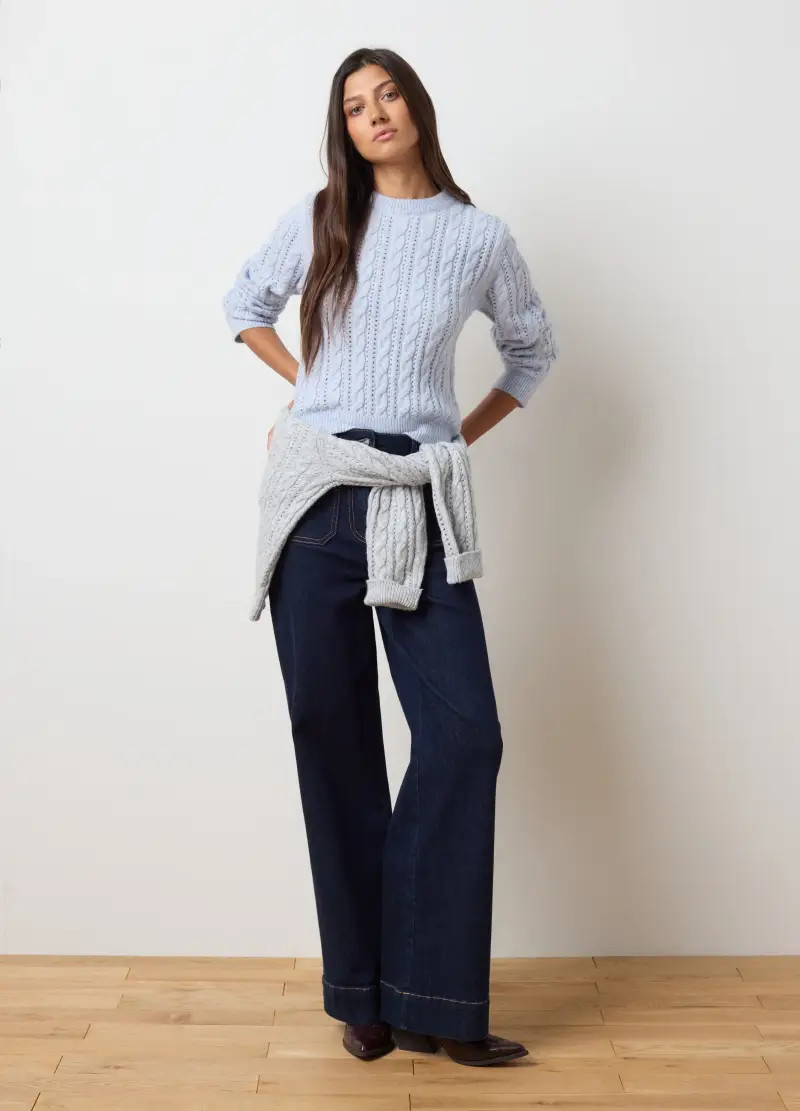 Maglione Azzurro Regular Fit, Donna, Azzurro miniatura 2