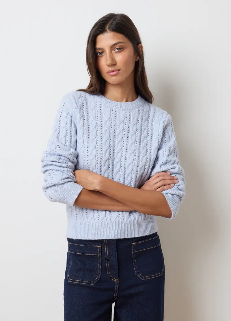 Maglione Azzurro Regular Fit, Donna, Azzurro miniatura 3