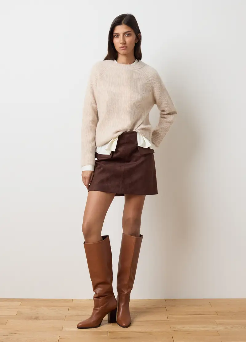 Maglione Beige In Misto Lana Regular Fit, Donna, Beige miniatura 2