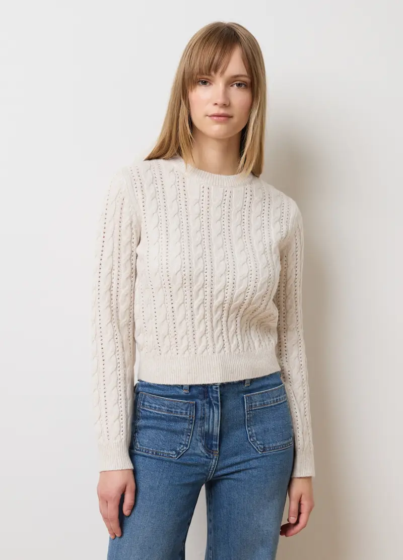 Maglione Beige Regular Fit, Donna, Beige miniatura 3