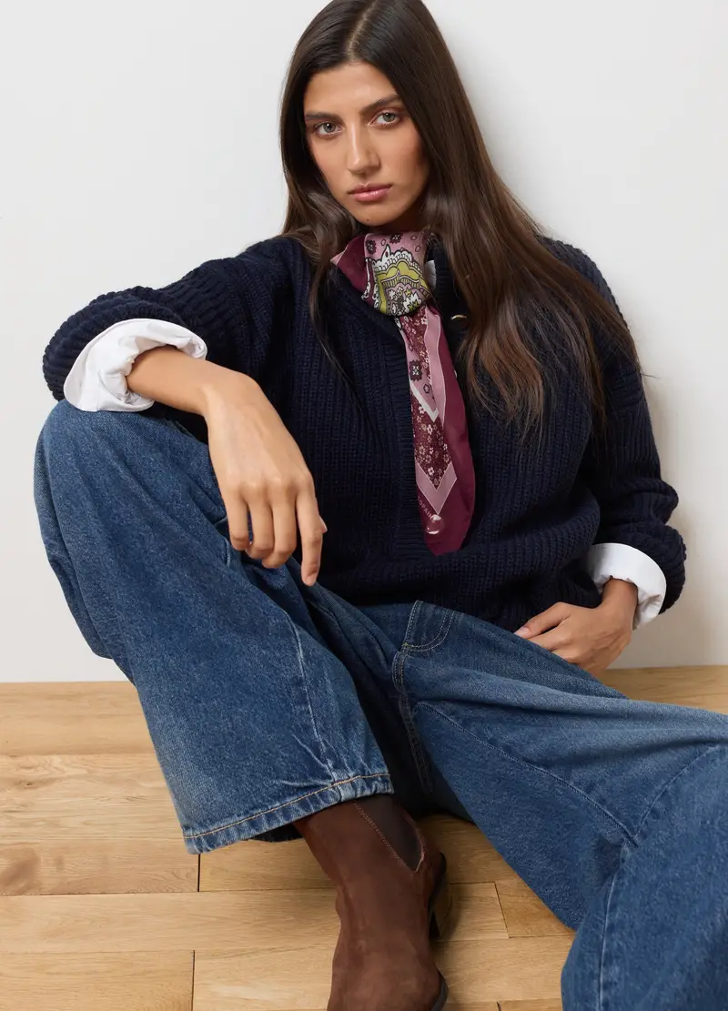 Maglione Blu Vestibilità Over, Donna, Blu miniatura 2