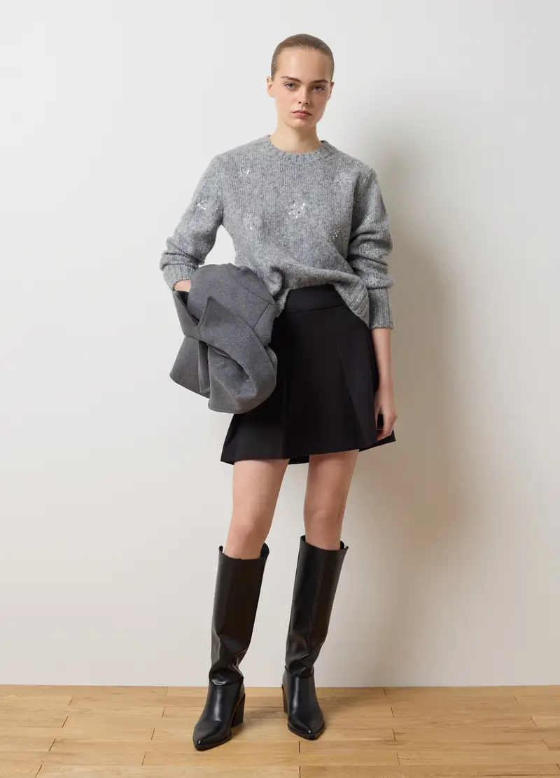 Maglione Grigio Vestibilità Oversize Con Decorazioni, Donna, Grigio miniatura 2