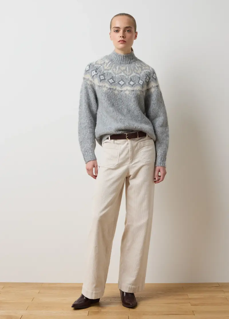 Les Copains Maglione Jacquard Multicolor con Collo Vulcano in Misto Lana Donna miniatura 2