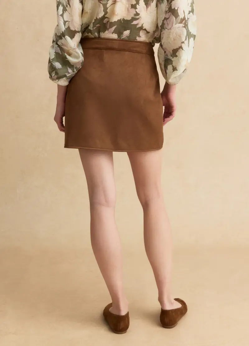 Les Copains Minigonna Marrone Regular Fit Con Bottoni Dorati Donna miniatura 3