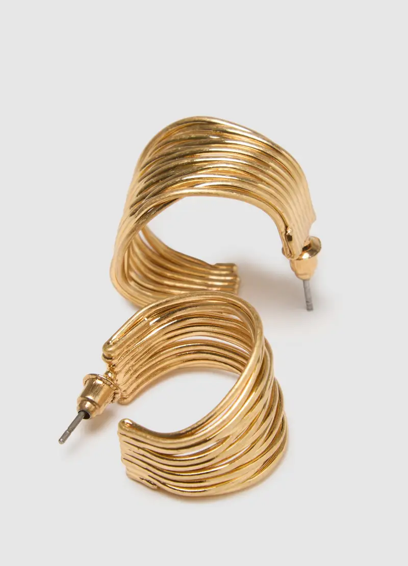 Orecchini In Acciaio Color Oro Con Design Moderno, Donna, Oro miniatura 3