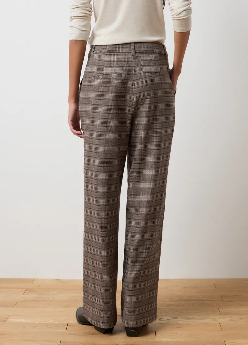 Pantaloni A Quadri Marroni Slim Fit, Donna, Marrone miniatura 3