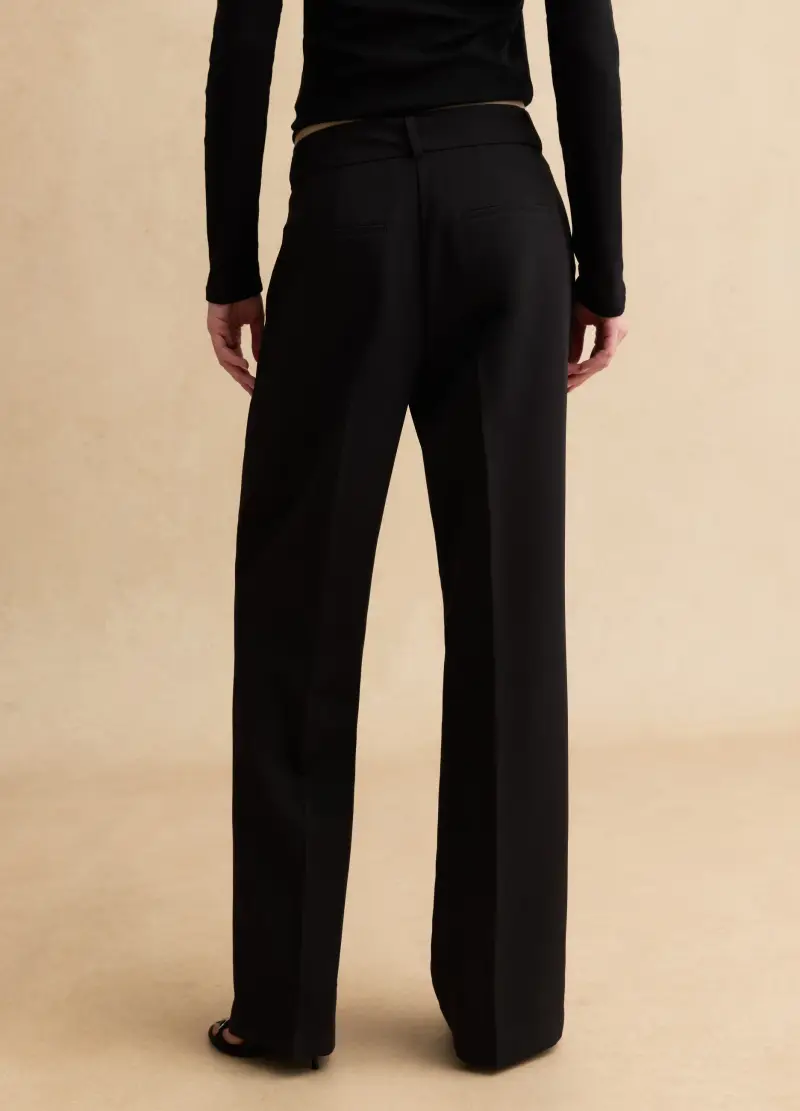 Pantaloni Ampi Neri Regular Fit, Donna, Nero miniatura 3