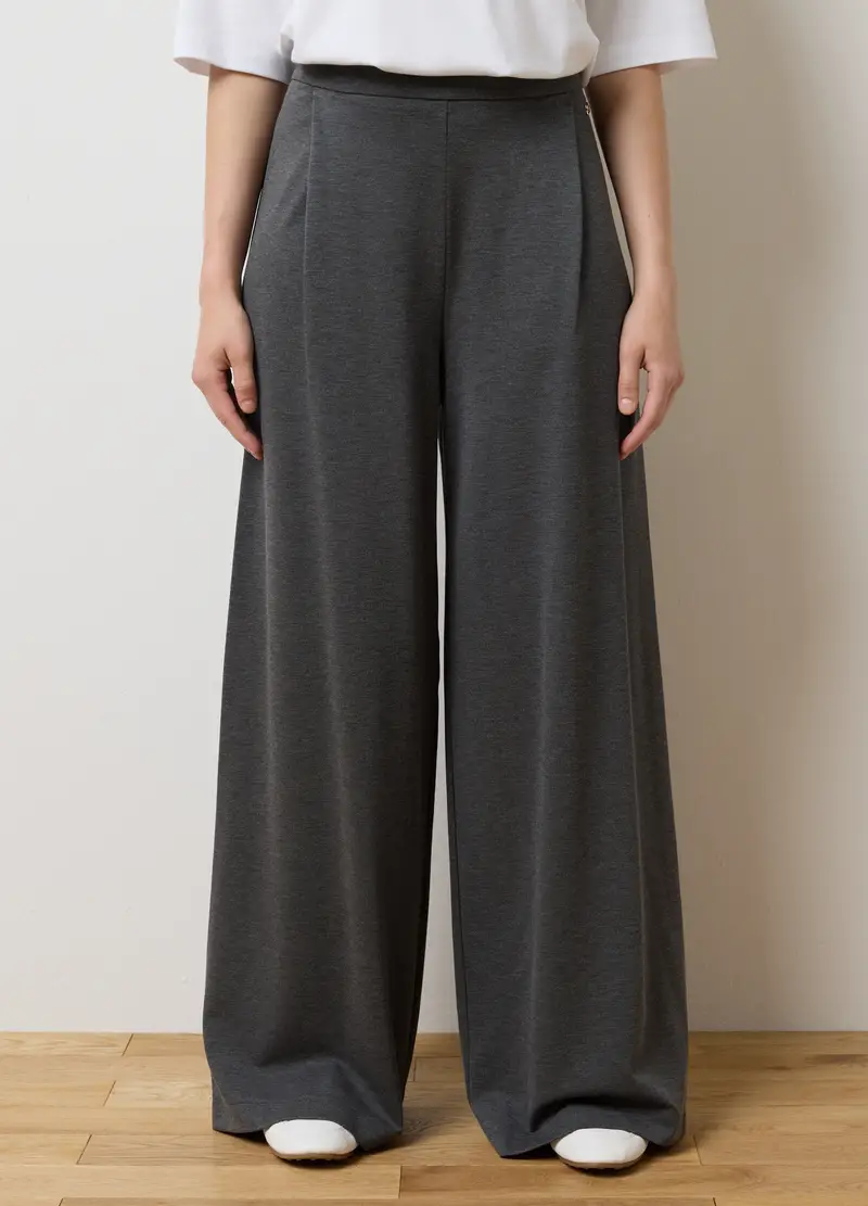 Pantaloni Grigi A Palazzo, Donna, Grigio miniatura 2