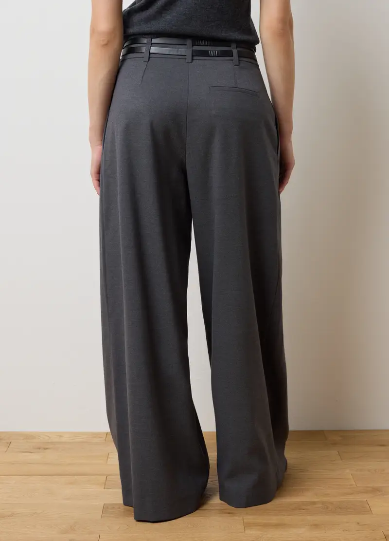 Pantaloni Grigi Wide Leg, Donna, Grigio miniatura 3