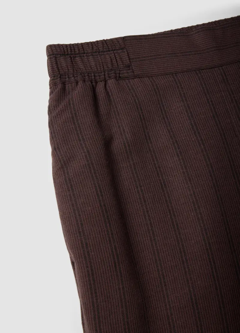 Pantaloni In Misto Viscosa Marroni A Righe Wide Leg, Donna, Marrone miniatura 2