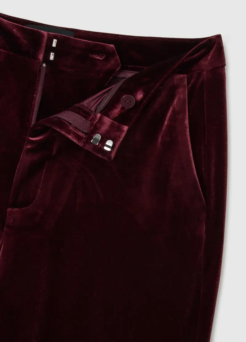 Pantaloni In Velluto Rosso Flare Fit, Donna, Rosso miniatura 2