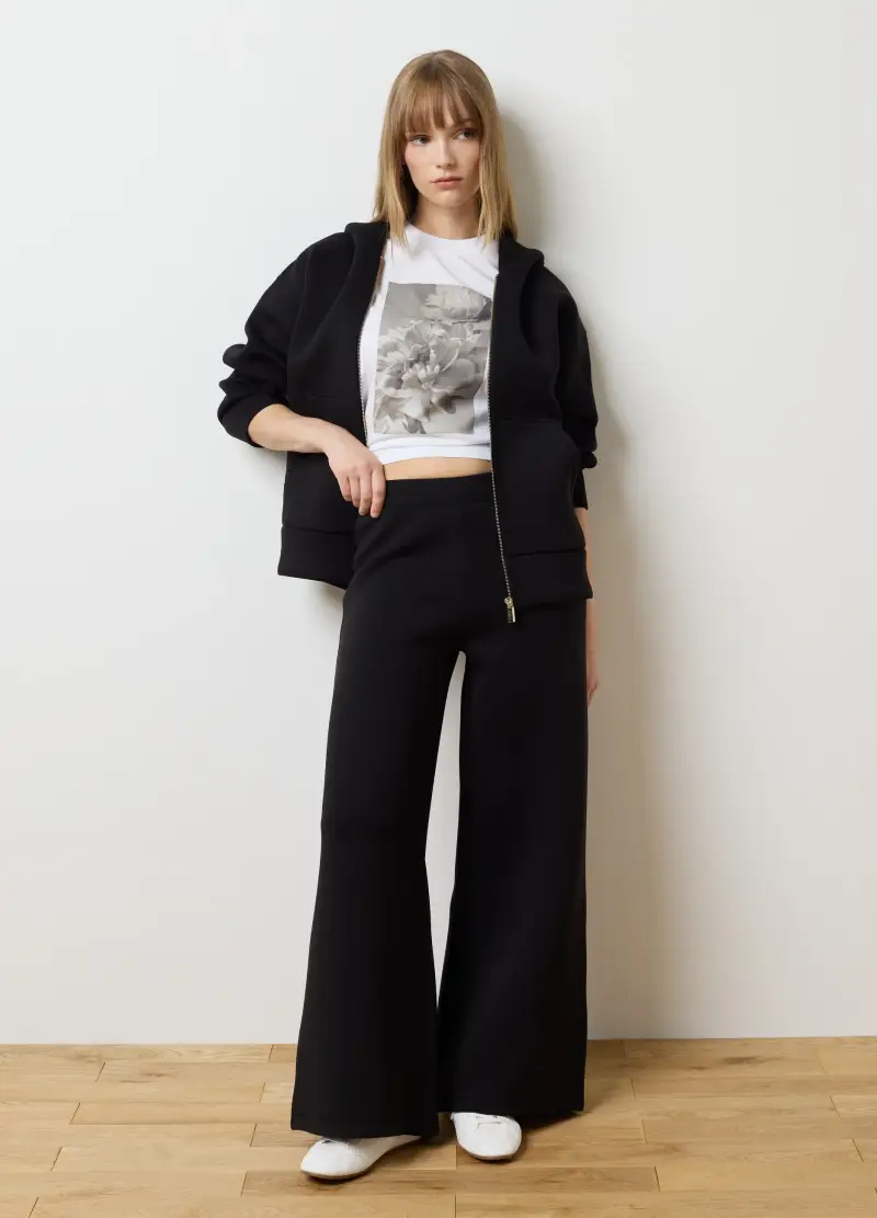 Pantaloni Neri A Palazzo, Donna, Nero