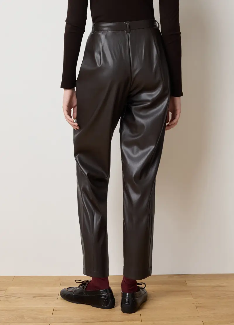 Pantaloni Neri In Vernice Regular Fit, Donna, Nero miniatura 3