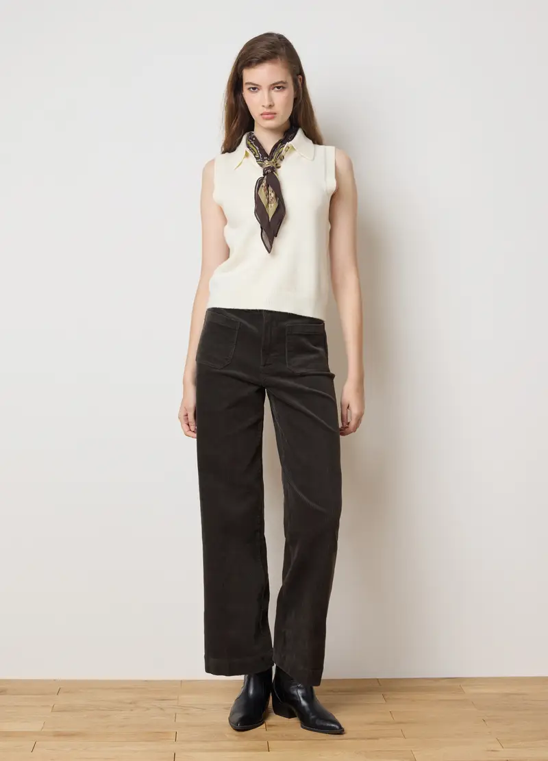 Pantaloni Verdi In Velluto A Coste Straight Fit, Donna, Verde