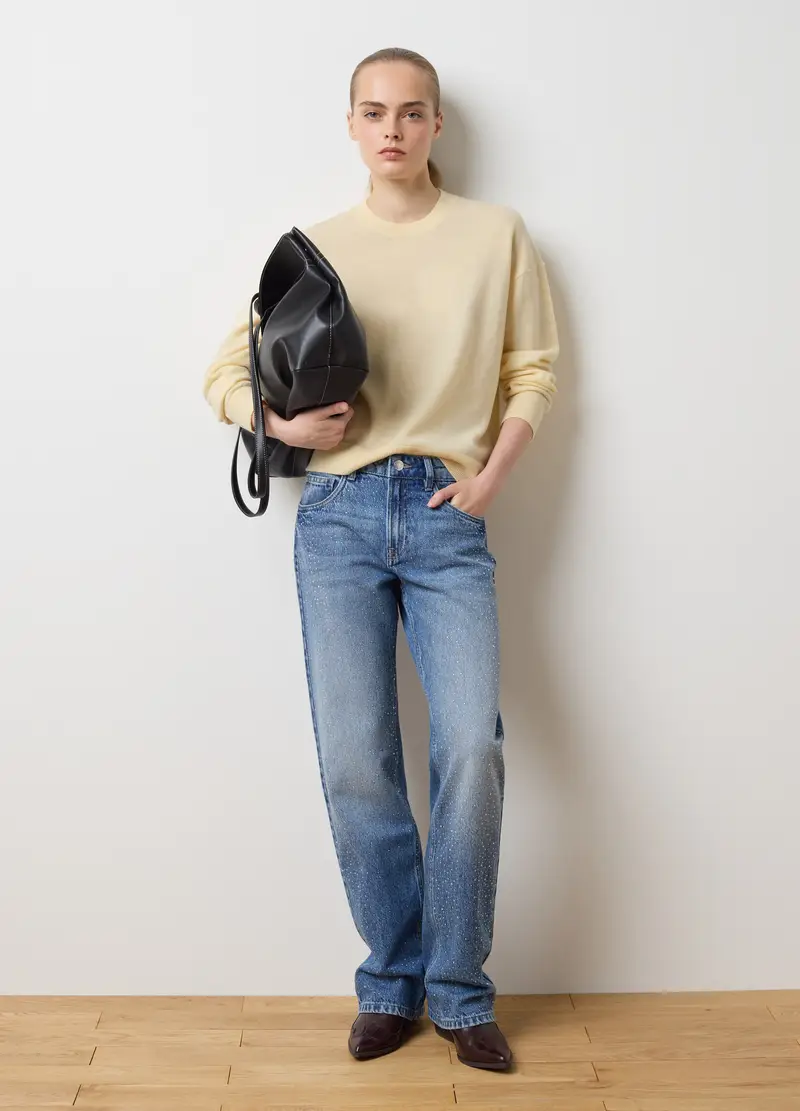 Pullover Giallo In Pura Lana Regular Fit, Donna, Giallo miniatura 2