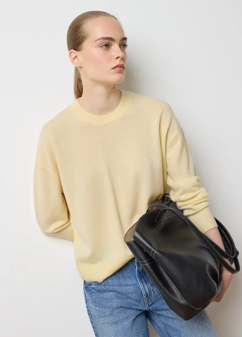 Pullover Giallo In Pura Lana Regular Fit, Donna, Giallo