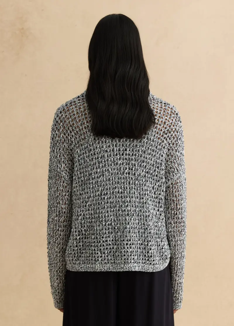 Pullover In Misto Cotone Multicolor Regular Fit Con Design A Maglia, Donna, Multicolor miniatura 3