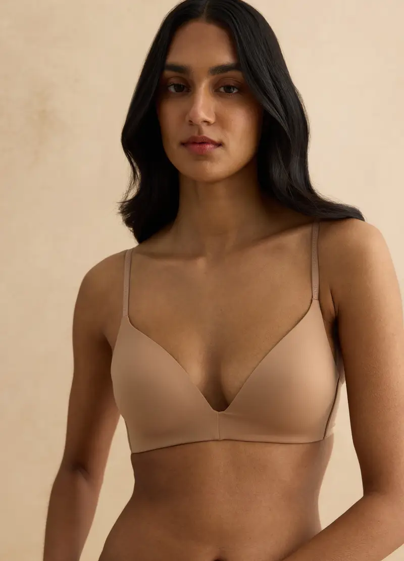 Reggiseno Bralette Beige Scuro Senza Ferretto, Donna, Beige