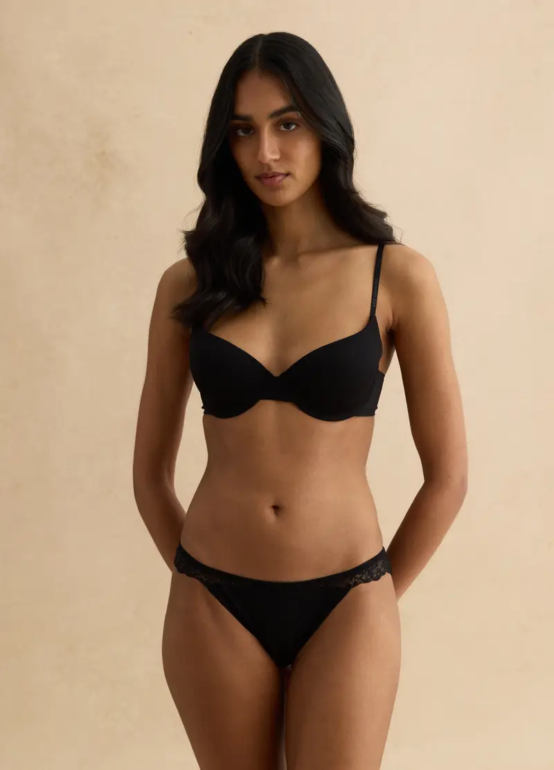 Reggiseno Nero Con Ferretto E Coppe Imbottite, Donna, Nero miniatura 2