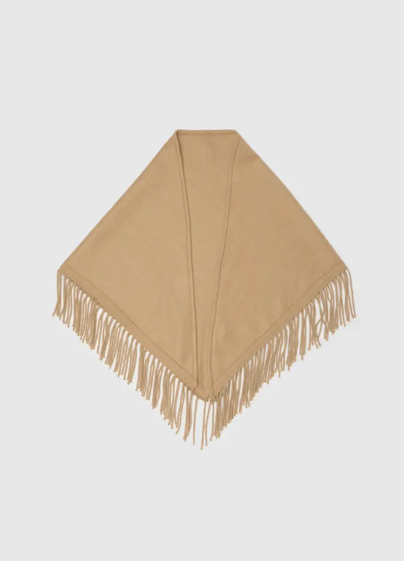 Sciarpa Beige Con Frange, Donna, Beige