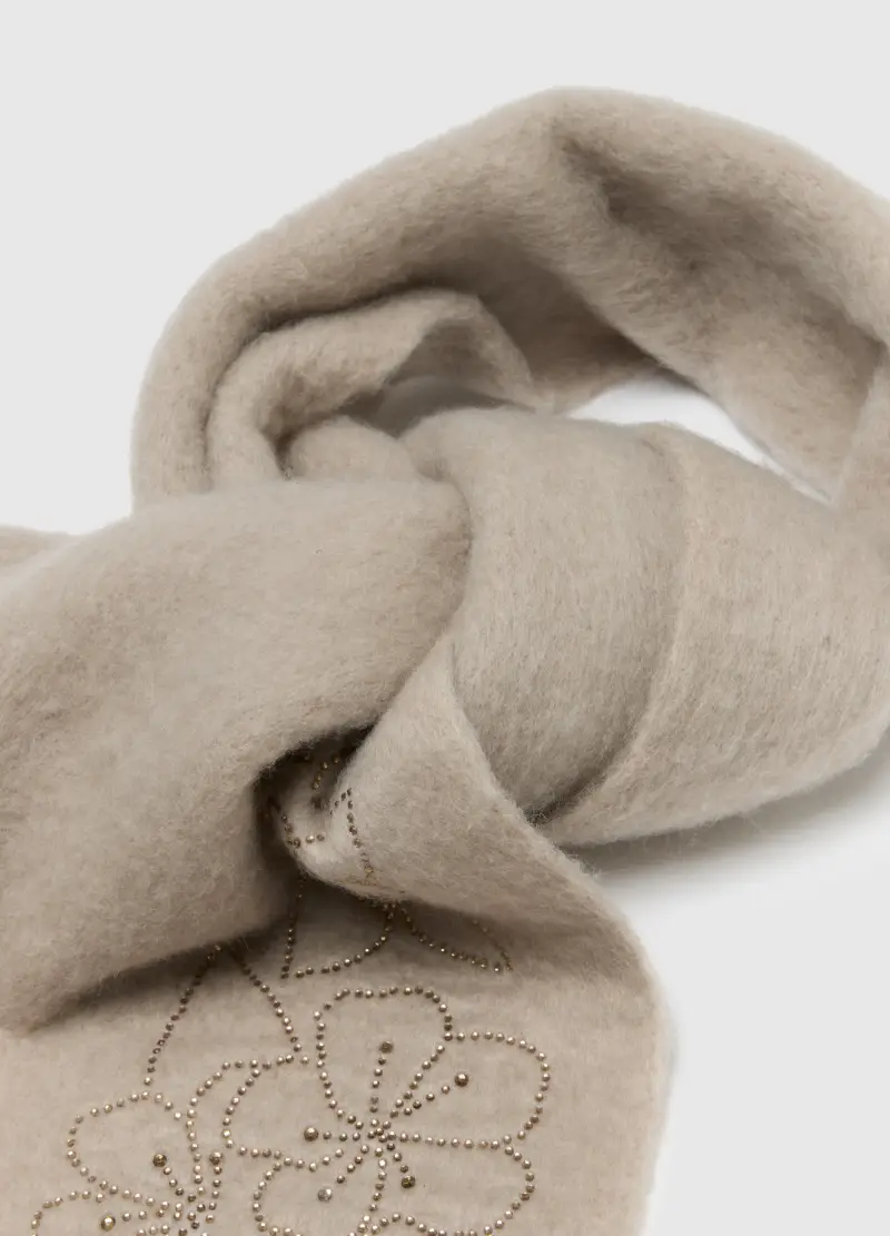 Sciarpa Beige Con Stampa, Donna, Beige miniatura 3