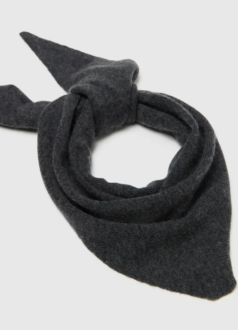 Sciarpa Grigia In Misto Lana E Cashmere, Donna, Grigio miniatura 3