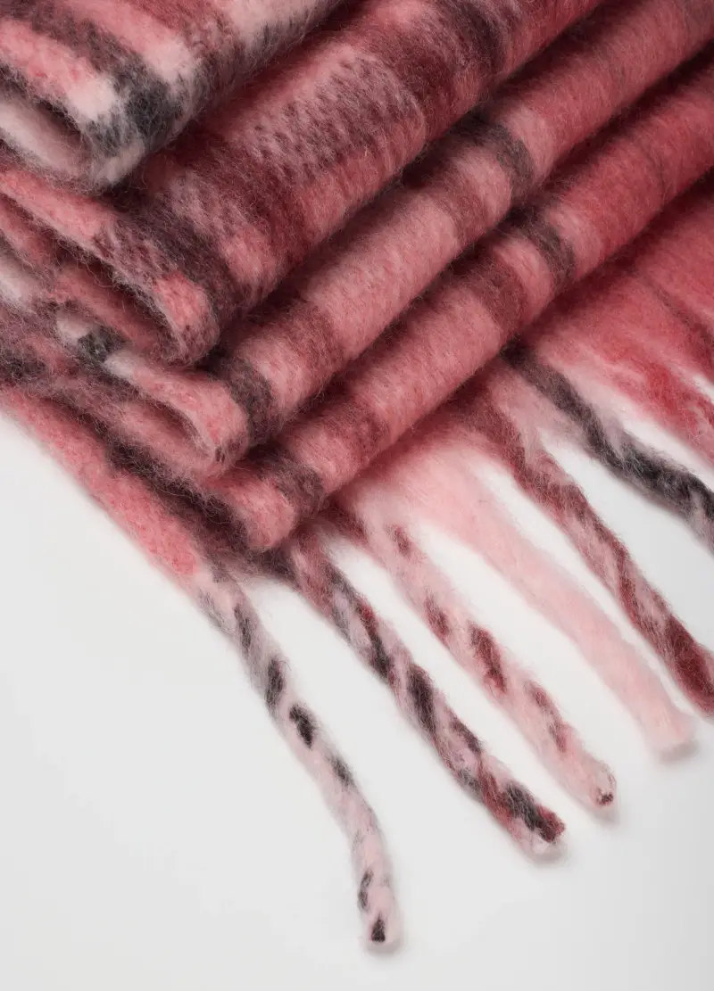 Sciarpa In Misto Lana Multicolor A Quadri Con Frange, Donna, Multicolor miniatura 2