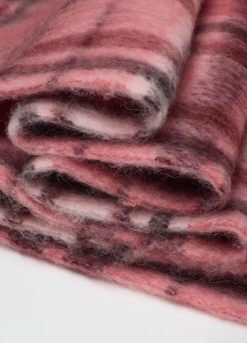 Sciarpa In Misto Lana Multicolor A Quadri Con Frange, Donna, Multicolor miniatura 3