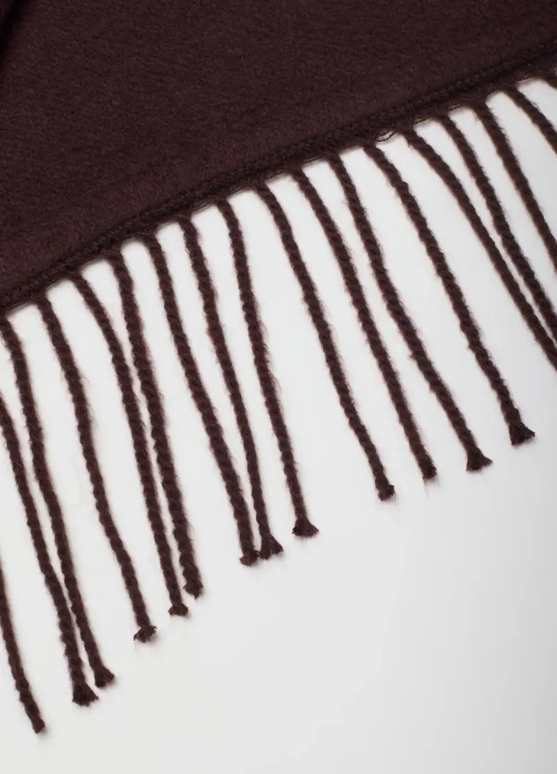 Sciarpa Marrone Con Frange, Donna, Marrone miniatura 3