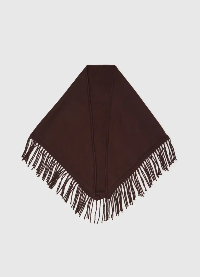 Sciarpa Marrone Con Frange, Donna, Marrone