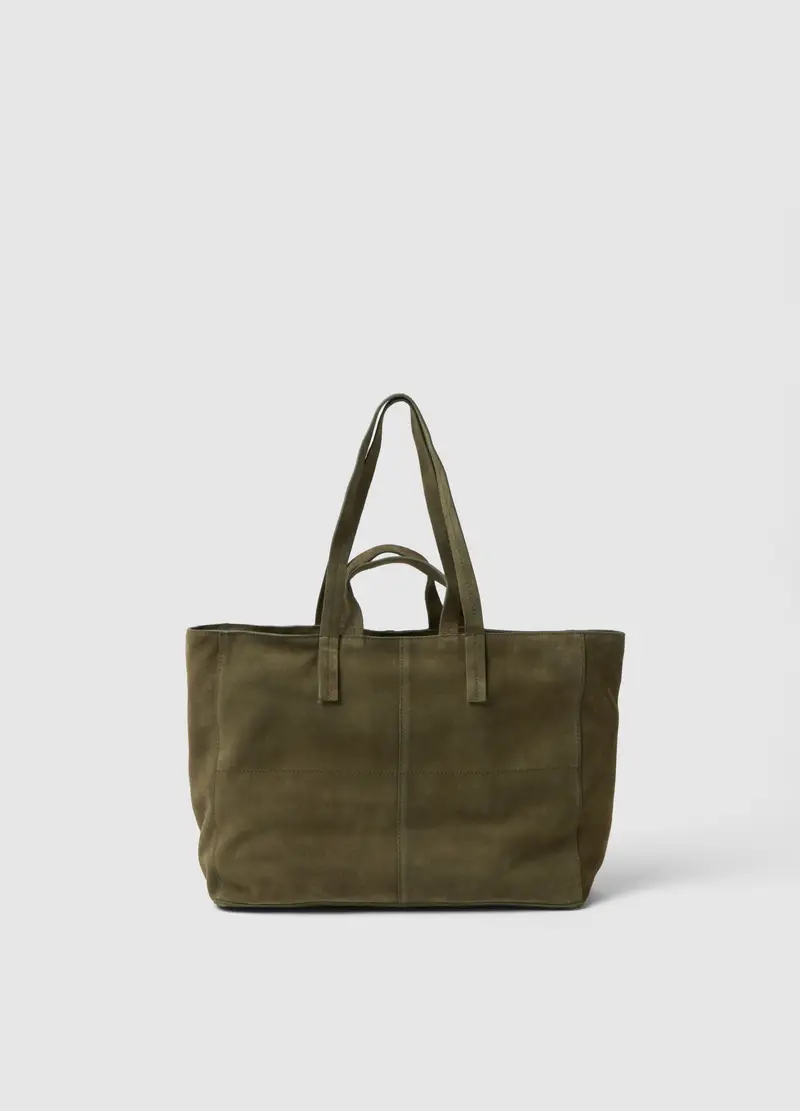 Shopper In Vera Pelle Verde Con Chiusura A Zip, Donna, Verde miniatura 2