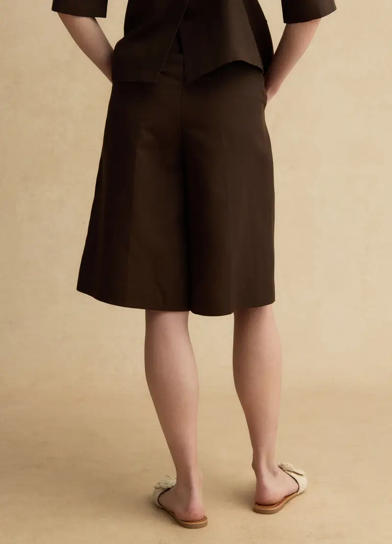 Shorts In Misto Lyocell E Lino Marroni Regular Fit, Donna, Marrone miniatura 3