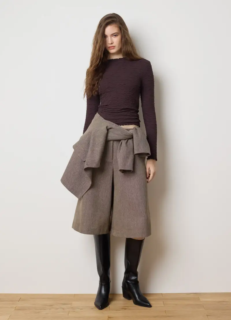 T-shirt Marrone A Maniche Lunghe Regular Fit, Donna, Marrone