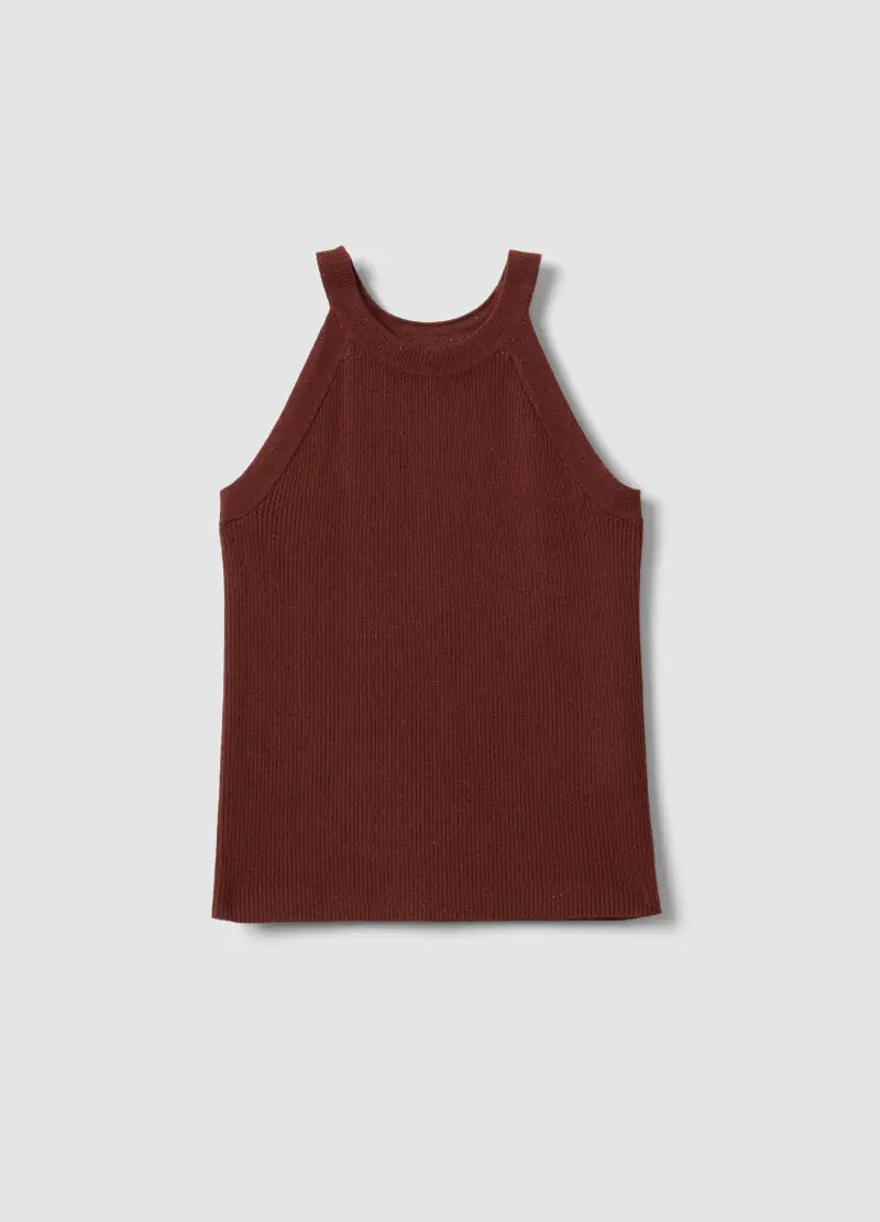 Tank Top Fitted In Misto Viscosa Rosso, Donna, Rosso