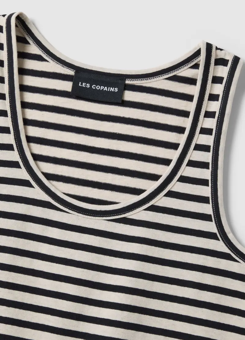 Tank Top In Cotone E Lino A Righe Multicolor Regular Fit, Donna, Multicolor miniatura 2