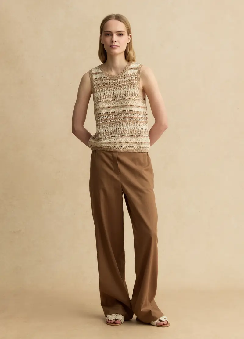 Tank Top In Crochet Di Misto Cotone Multicolor Regular Fit, Donna, Multicolor miniatura 2