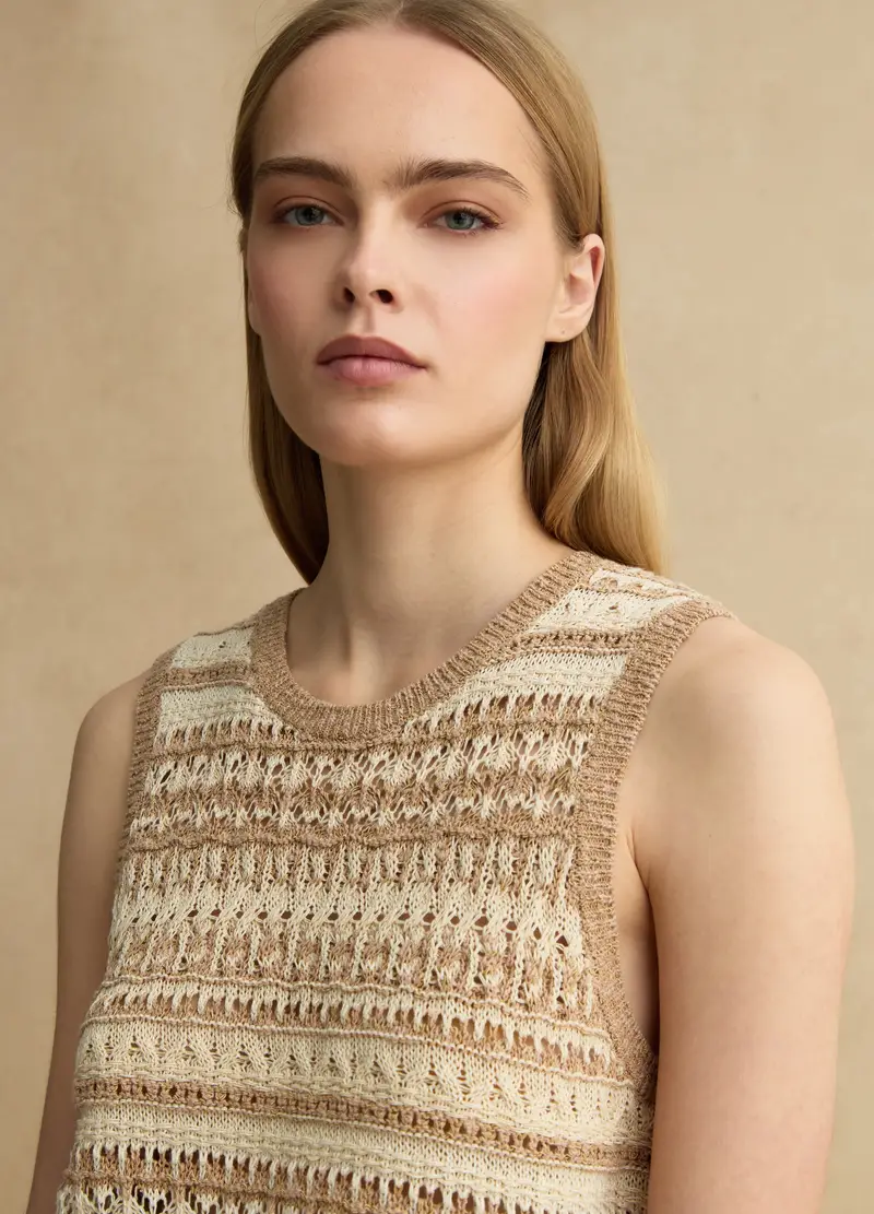 Tank Top In Crochet Di Misto Cotone Multicolor Regular Fit, Donna, Multicolor