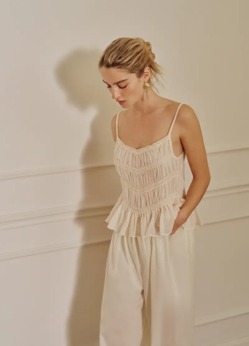 Top Bianco Senza Bottoni, Donna, Bianco