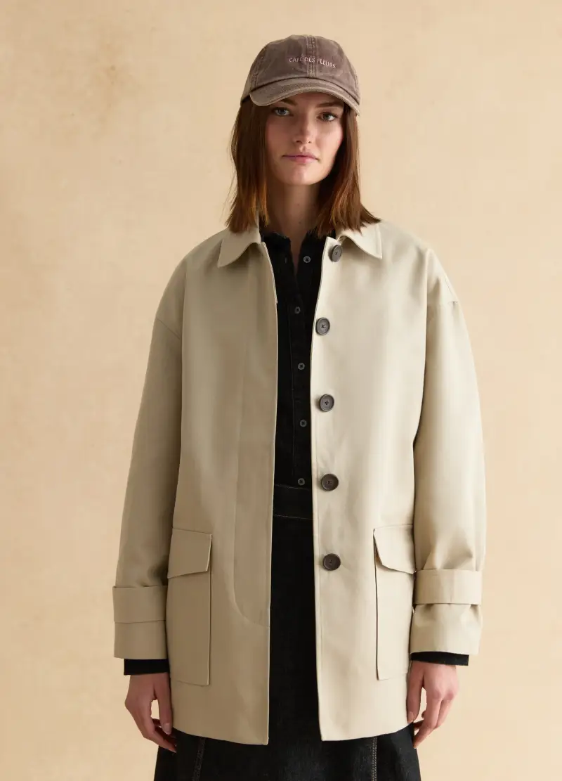 Trench In Misto Cotone Beige Regular Fit Con Cintura, Donna, Beige