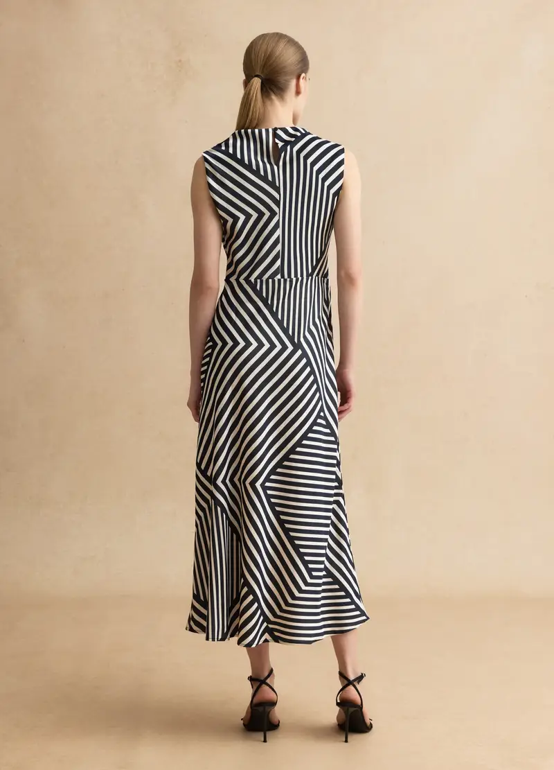 Vestito Senza Maniche In Misto Viscosa A Righe Multicolor Regular Fit, Donna, Multicolor miniatura 3