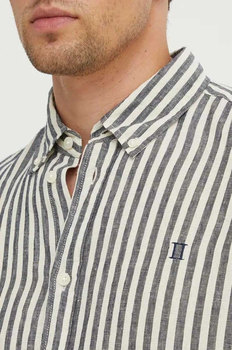 camicia di lino colore beige miniatura 2