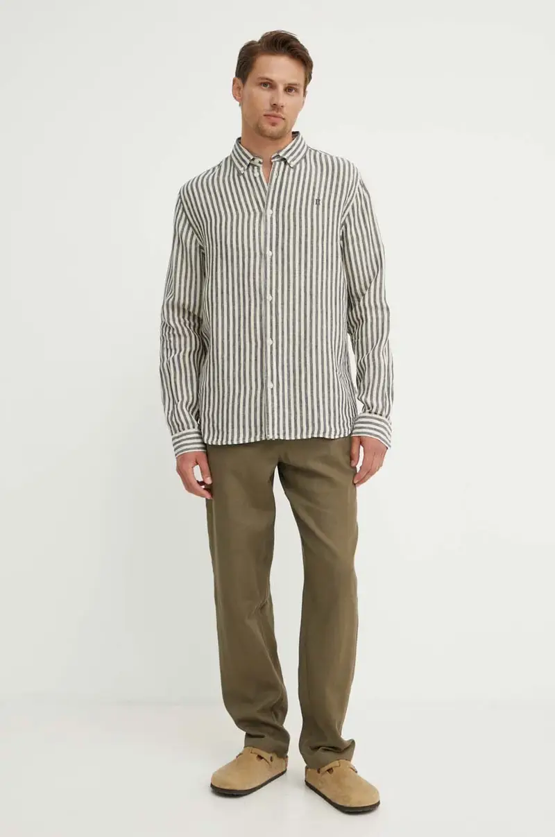 camicia di lino colore beige miniatura 3