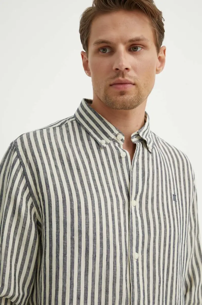 camicia di lino colore beige miniatura 5