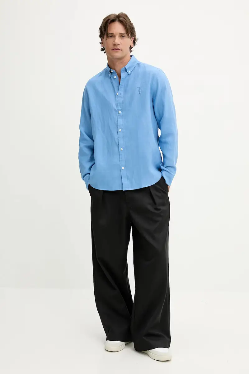 camicia di lino uomo colore violetto 1000001 miniatura 2