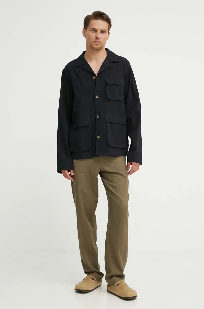 camicia in cotone uomo colore nero LDM640096 miniatura 2